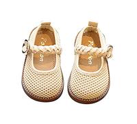 Mary Jane Flats Ballet Princesse pour petite fille Chaussures plates pour école anniversaire fête Chaussures de soirée plates pour fille Chaussures Oxford Mary Jane Chaussures basses, beige, 18 EU