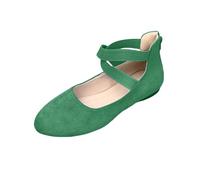 Mary Jane - Jolie robe pour femme - Chaussures souples - Ballerines plates pour femme - Sangle de cheville confortable - Chaussures de danse élégantes - Confortables - Mocassins souples, vert, 43 EU
