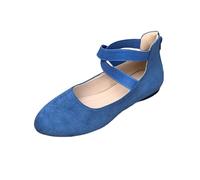 Mary Jane - Jolie robe pour femme - Chaussures souples - Ballerines plates pour femme - Sangle de cheville confortable - Chaussures de danse élégantes - Confortables - Mocassins souples, bleu, 37 EU
