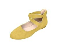 Mary Jane - Jolie robe pour femme - Chaussures souples - Ballerines plates pour femme - Sangle de cheville confortable - Chaussures de danse élégantes - Confortables - Mocassins souples, jaune, 42 EU