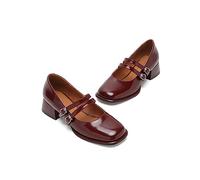 Mary Jane Shoes Women Retro College Wind Fashion Round Head a Word with a Thick Heel Medium Heel High Heels (Chaussures à Talon Moyen)