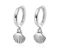 Mary & Jules Boucles d'oreilles pendantes en forme de coquillage, en argent sterling 925 plaqué or, en argent recy réoles en or avec joli pendentif coquillage, boucles d'oreilles d'été créoles en