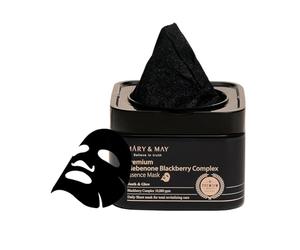 Mary&May Masque Essence Premium à l’Idébénone et à la Mûre | Masque Visage Coréen Anti-Âge à Distributeur Rapide | Vitamine C, Panthénol et Céramide, 20 Feuilles/250g