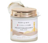 MARY & MAY [Seoul Edition] Crème Corps Vegan Beurre de Karité & Son de Riz - 250 ml | Hydratation Intense, Peaux Sèches & Sensibles, Sans Parfum