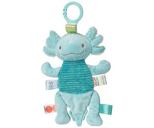 Mary Meyer, 41621M, Taggies Hochet en peluche avec jouet d'activité Crinkle Me et étiquettes sensorielles, 22,9 cm, pétillant Aqua Axolotl
