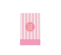 Mary Square Whimsical Waves Monogram Initial H 6 x 4 Inch Pink and White 80 Page Memo Flip Notepad with Magnetic Closure