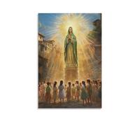 Mary Watches from A High Tower As A Procession of Children Walks Below, Each Bathed in Rays of Her Blessing. Décoration murale contemporaine - Poster décoratif à suspendre 50 x 75 cm