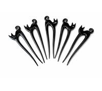 Marycrafts Lot de 5 Piques à Cheveux Chat 2 Dents en Corne Naturelle - Hair Fork Artisanale Fait Main - Accessoire Coiffure Femme - 12,8 cm