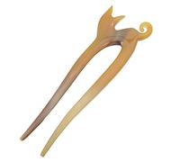 Marycrafts Pique à Cheveux Chat 2 Dents 12,8 cm en Corne Naturelle Fait Main - Hair Fork Artisanale Accessoire Coiffure Femme