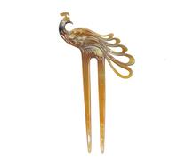 Marycrafts Pique à Cheveux Paon 2 Dents en Corne Naturelle Fait Main - Hair Fork Artisanale Accessoire Coiffure Femme
