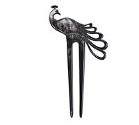 Marycrafts Pique à Cheveux Paon 2 Dents en Corne Naturelle Fait Main - Hair Fork Artisanale Accessoire Coiffure Femme