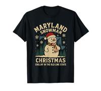 Maryland Chemise Bonhomme de Neige de Noël Old Line State Trees T-Shirt