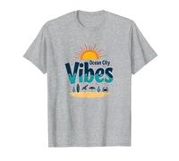 Maryland Ocean City Vibes Beach Vacances d'été T-Shirt, Homme, Gris Chiné, L