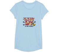 Maryland Old Bay in My Veins Cadeau pour Amoureux du Crabe T-Shirt, Fille, Bleu Céleste, S