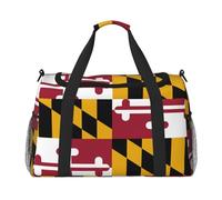 Maryland State Flag Print Sac de nuit Sac de week-end Sac à main d'entraînement Sac de yoga Sac de sport Sac de sport Sac de sport Sac pour articles personnels pour Audlts, Noir , Taille unique