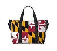 Maryland State Flag Sac de voyage à bandoulière pour femme, sac à main décontracté avec fermeture éclair, convient pour le travail, les voyages, le fitness, les voyages, noir, taille unique
