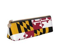 Maryland State Flag Triangle Étui en cuir multifonctionnel Sac de maquillage et papeterie Sac de rangement portable, blanc, One Size, Légères