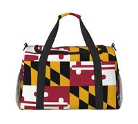 Maryland State Sac de sport à porter sous le siège Motif drapeau de l'État du Maryland, noir, One Size