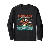 Maryland The Old Line State Chesapeake Bay Icônes de Voyage Manche Longue