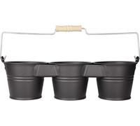 Mary's Garden Supplies Seau à 3 pots avec poignée en bois, couleur noire