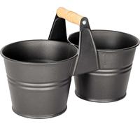 Mary's Garden Supplies Seau de 12,5 cm pour 2 pots avec poignée en bois, couleur noire