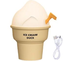 Marys Veilleuse Mignonne en Forme de Crème Glacée Canard pour Enfants - LED Tactile, Rechargeable 1200mAh, Éclairage Doux - Lampe Décorative et de Chevet Jaune