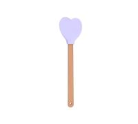 Maryse Patisserie Spatule en Silicone forme d'amour, manche bois de cœur, ustensiles cuisine, outil cuisson gâteaux, 2 pièces(Purple)