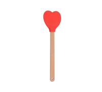 Maryse Patisserie Spatule en Silicone forme d'amour, manche bois de cœur, ustensiles cuisine, outil cuisson gâteaux, 2 pièces(Red)