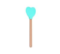 Maryse Patisserie Spatule en Silicone forme d'amour, manche bois de cœur, ustensiles cuisine, outil cuisson gâteaux, 2 pièces(Light blue)