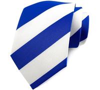 marysgift Cravates pour homme 8 cm Cravate 146 cm Cravate en satin pour affaires de mariage, Rayures bleues et blanches, 146cm x 8cm