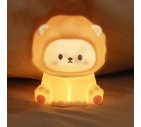 MARZIUS Veilleuse pour chambre d'enfant - Motif de lion mignon - Design de chat - Silicone doux - Lampe LED - Décoration