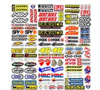 MAS DI VITALE MARIA ditta individuale Moto Autocollants Sponsor 113 Pcs Autocollant Motocross Graphiques Vélo VTT Ordinateur Scooter Kit Modèle Faire Vinyle Brillant Célèbre Marques Pack (73x67 cm)