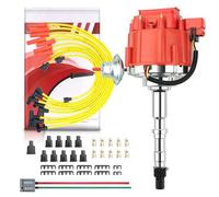 MAS Performance HEI Distributor & Wiring Set Including 65K Coil Compatible with Jeep AMC SBC/BBC V8 290 304 343 360 390 401 (Red HEI Kit) 5.0L 5.6L 6.4L