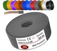 MAS Premium 5-100 m Câble conducteur monofil H07 V-U 1,5 2,5 fil simple rigide (H07 V-U 1,5 GR, 30 m)