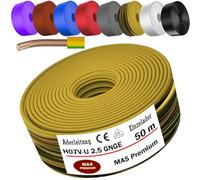 MAS Premium 5-100 m Câble conducteur monofil H07 V-U 1,5 2,5 fil simple rigide (H07 V-U 2,5 GNGE, 50 m)