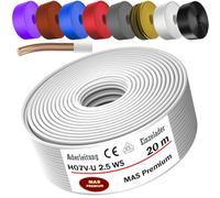 MAS Premium 5-100 m Câble conducteur monofil H07 V-U 1,5 2,5 fil simple rigide (H07 V-U 2,5 WS, 20 m)
