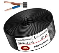 MAS Premium 5-100m Câble avec gaine en caoutchouc Energiekabel Câble pour chantier H05RN-F 2x 0,75 mm², 2x 1 mm², 3G0,75 mm² ou 3G1 mm² Câble flexible pour appareils lourds (H05RN-F 2x 1 mm², 80m)