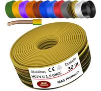 MAS Premium 5 à 100 m de câble filaire, monofil H07 V-U 1,5 2,5 fil simple rigide (H07 V-U 1,5 GNGE, 30 m)