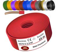 MAS Premium 5 à 100 m de câble filaire, monofil H07 V-U 1,5 2,5 fil simple rigide (H07 V-U 1,5 RT, 15 m)