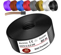 MAS Premium 5 à 100 m de câble filaire, monofil H07 V-U 1,5 2,5 fil simple rigide (H07 V-U 2,5 SW, 80 m)