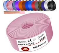 MAS Premium Câble conducteur H05 V-K 0,75 mm² HBLWS BR DBL DBLWS GNGE GR HBL OR RS RT RTWS SW U-MAR.BL VIO ou WS - Fil simple flexible (rose, 10 m)