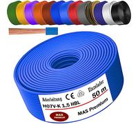 MAS Premium Câble conducteur H07 V-K 1 x 1,5 mm² SW HBL GNGE GN RT DBL BR OR GR WS VIO U-MAR.BL ou GE - Fil simple flexible de 5 à 100 m (bleu clair, 50 m)