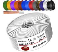MAS Premium Câble conducteur H07 V-K 1 x 1,5 mm² SW HBL GNGE GN RT DBL BR OR GR WS VIO U-MAR.BL RS RTWS DBLWS ou GE - Fil individuel flexible de 5 à 100 m (blanc, 30 m)