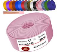 MAS Premium Câble conducteur H07 V-K 1 x 1,5 mm² SW HBL GNGE GN RT DBL BR OR GR WS VIO U-MAR.BL RS RTWS DBLWS ou GE - Fil individuel flexible de 5 à 100 m (rose, 30 m)