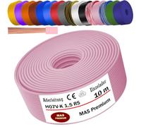 MAS Premium Câble conducteur H07 V-K 1 x 1,5 mm² SW HBL GNGE GN RT DBL BR OR GR WS VIO U-MAR.BL RS RTWS DBLWS ou GE - Fil individuel flexible de 5 à 100 m (rose, 10 m)