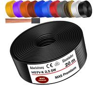 MAS Premium Câble conducteur H07 V-K 1 x 2,5 mm² HBL GRGE RT DBL BR OR GR WS VIO ou GE - Fil unique flexible de 5 à 100 m (noir, 20 m)