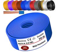 MAS Premium Câble conducteur H07 V-K 1 x 2,5 mm² HBL GRGE RT DBL BR OR GR WS VIO ou GE - Fil unique flexible de 5 à 100 m (bleu clair, 70 m)