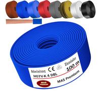MAS Premium Câble conducteur H07 V-K 4 mm² de 5 à 100 m - Noir, marron, bleu foncé, vert jaune, gris, bleu clair, blanc ou rouge - Fil unique flexible (bleu foncé, 100 m)