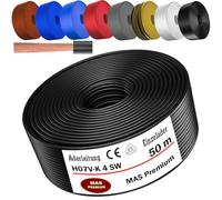 MAS Premium Câble conducteur H07 V-K 4 mm² de 5 à 100 m - Noir, marron, bleu foncé, vert jaune, gris, bleu clair, blanc ou rouge - Fil unique flexible (noir, 50 m)