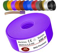 MAS Premium Câble conducteur monofil H07 V-U 1,5 2, conducteur simple rigide (H07 V-U 1,5 VIO, 100 m)
